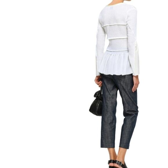 3.1 PHILLIP LIM White Crepe Silk Frill Peplum Top 2 - Picture 7 of 12